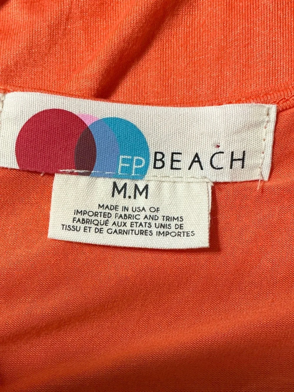 FP Beach Free People Dress Orange Scoop Neck with Flutter Sleeves Size Large